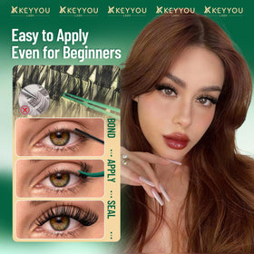 KEYYOU lash clusters displayed with makeup accessories