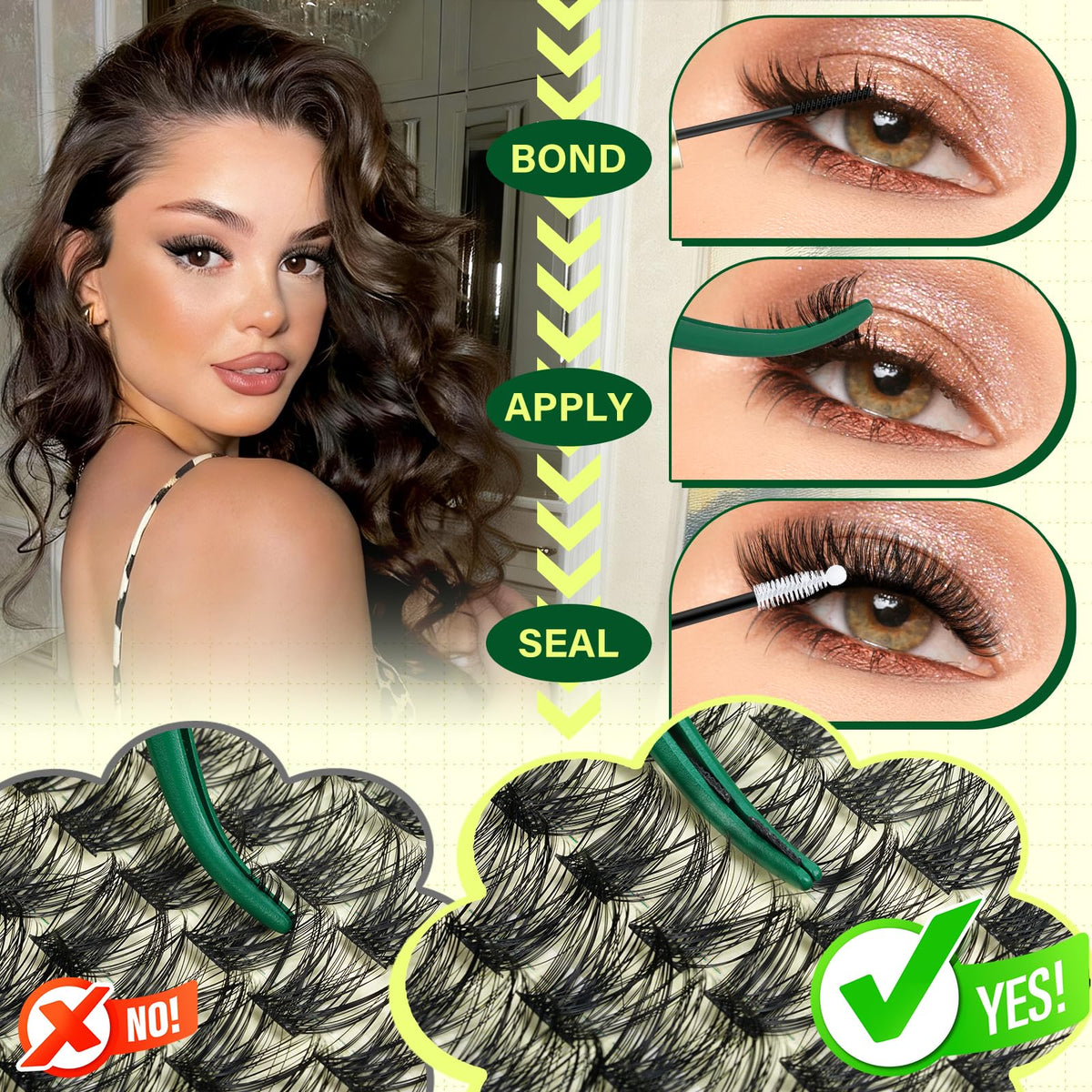 KEYYOU lash clusters displayed with various lengths