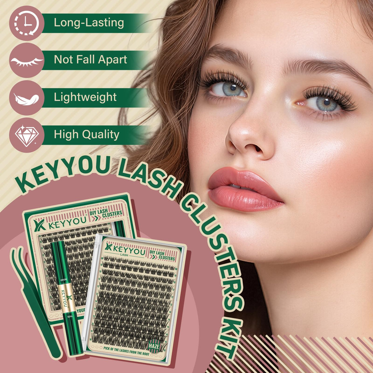 KEYYOU Lash Clusters in various lengths from 8mm to 18mm