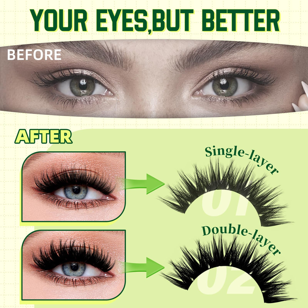 KEYYOU lash clusters in various sizes from 8mm to 18mm