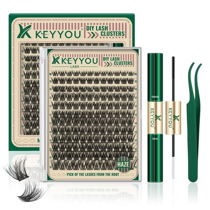 KEYYOU Lash Clusters Kit 144pcs with bond and seal