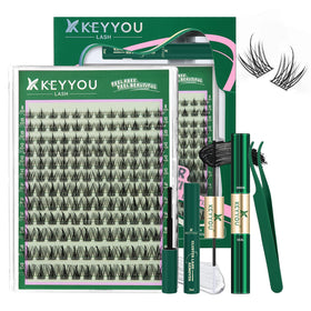 KEYYOU Lash Clusters Kit 144pcs with mixed lengths 8-18mm
