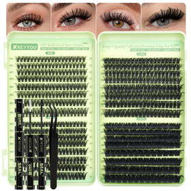 KEYYOU Lash Clusters Kit 584 PCS with four densities displayed
