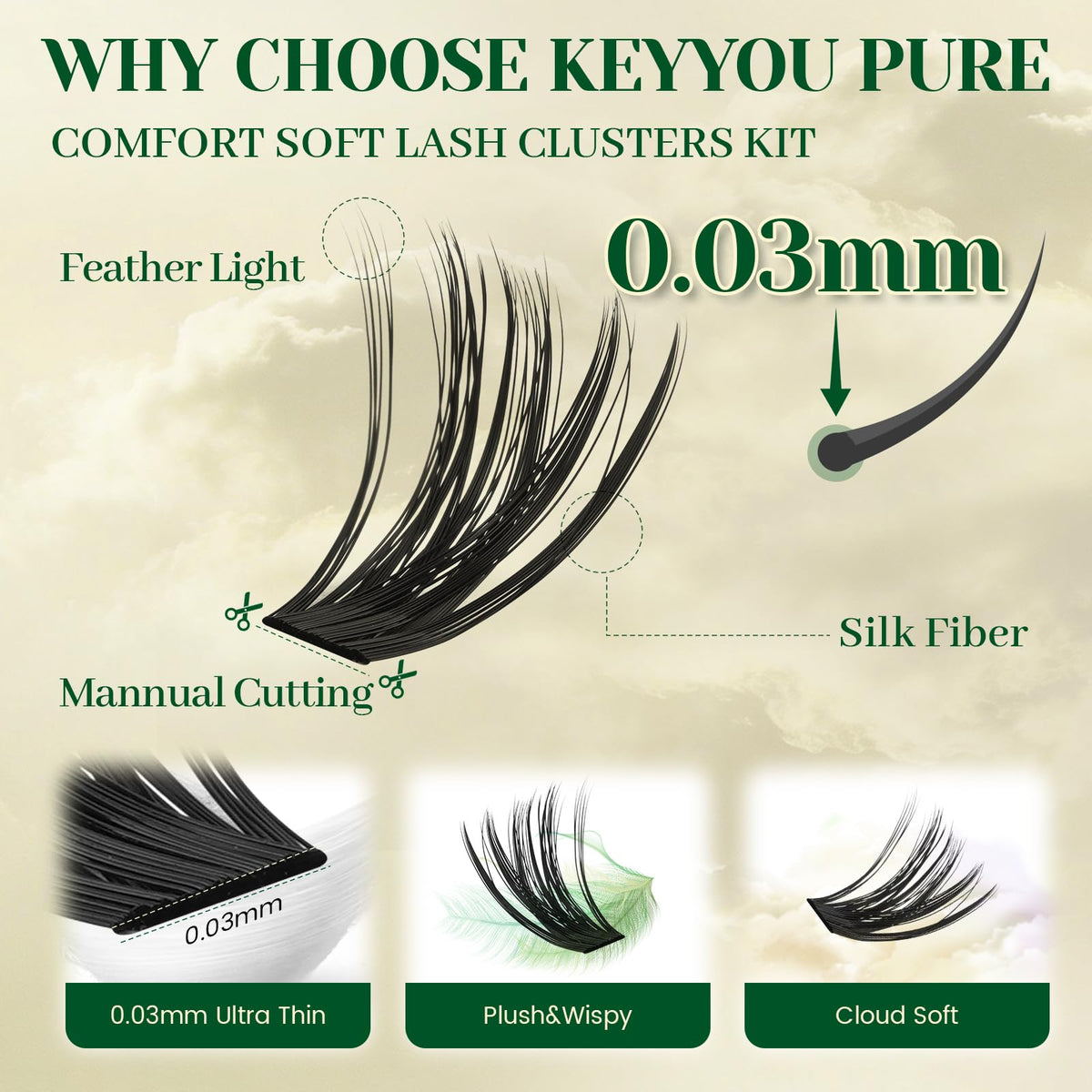 KEYYOU Lash Clusters Kit applicator tool for easy application