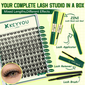 KEYYOU Lash Clusters Kit applicators and lash brush