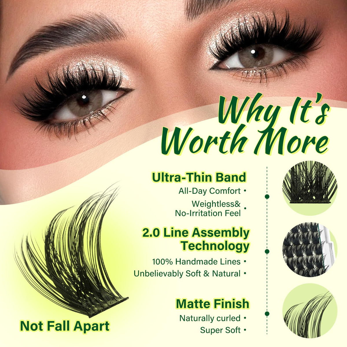 KEYYOU Lash Clusters Kit applicators and lash brush included