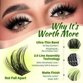 KEYYOU Lash Clusters Kit applicators and lash brush included