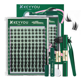 KEYYOU Lash Clusters Kit front view with 120 individual clusters