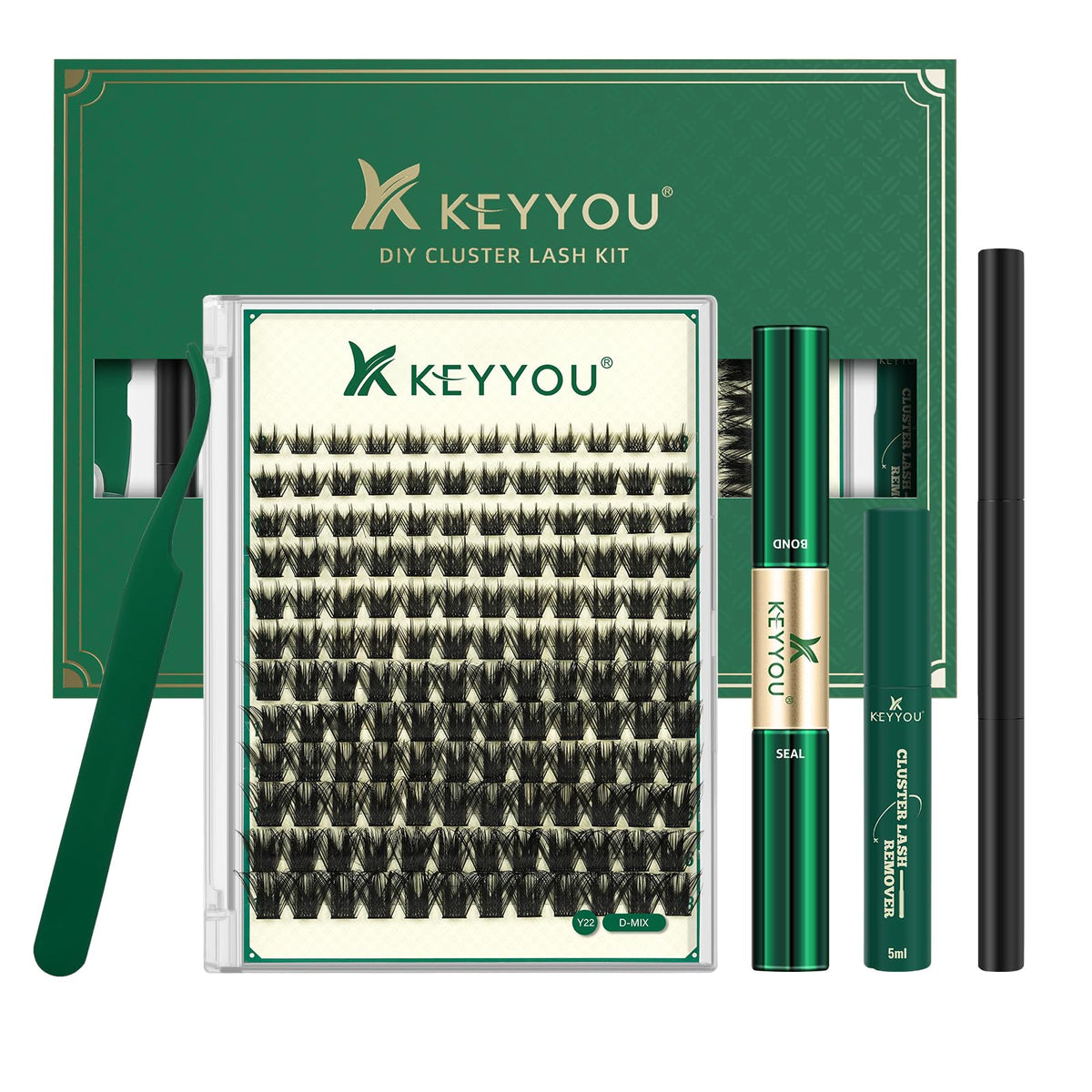 KEYYOU Lash Clusters Kit front view with all components