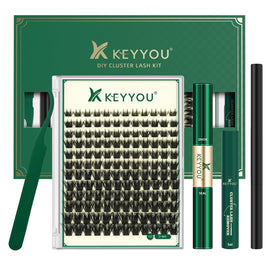 KEYYOU Lash Clusters Kit front view with all components