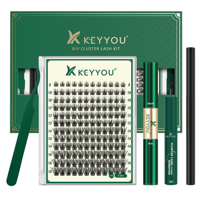 KEYYOU Lash Clusters Kit front view with all included items