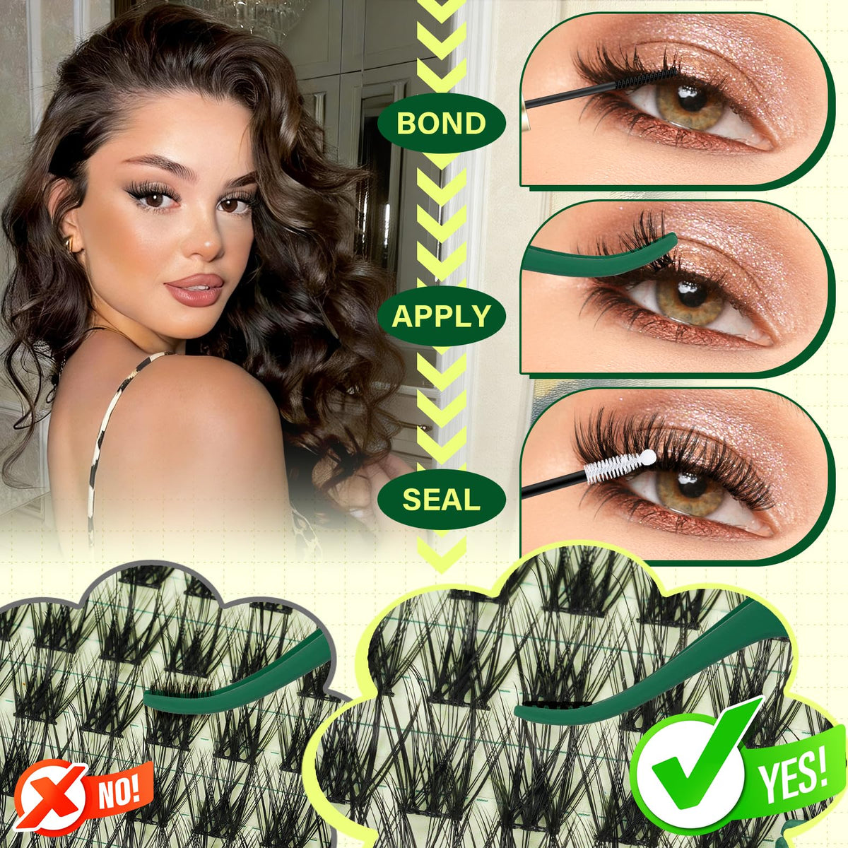 KEYYOU Lash Clusters Kit in use on a model