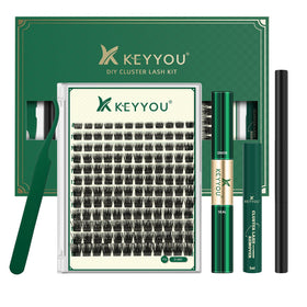 KEYYOU Lash Clusters Kit including 144 clusters and tools
