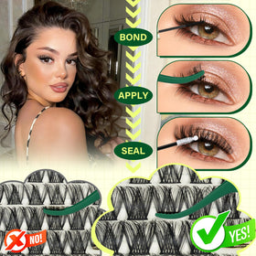KEYYOU Lash Clusters Kit showing application process