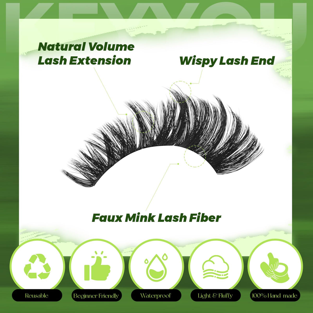 KEYYOU Lash Clusters Kit showing natural lash look