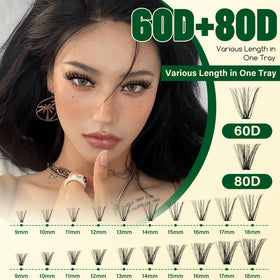 KEYYOU Lash Clusters Kit showing variety of lash lengths