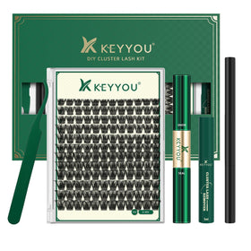 KEYYOU Lash Clusters Kit with 144 clusters and tools