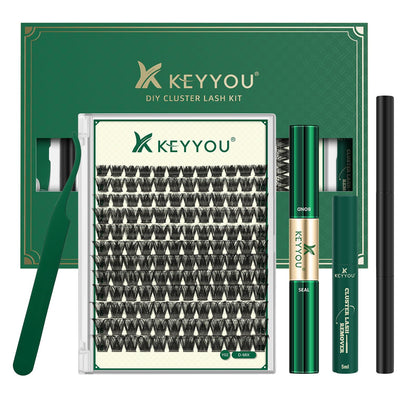 KEYYOU Lash Clusters Kit with 144 clusters and tools