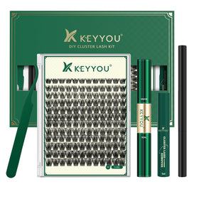 KEYYOU Lash Clusters Kit with 144 thin-band clusters