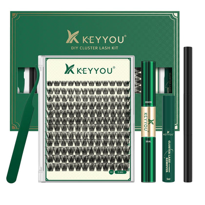 KEYYOU Lash Clusters Kit with 144 thin-band clusters