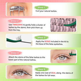 KEYYOU lash clusters kit with all components displayed