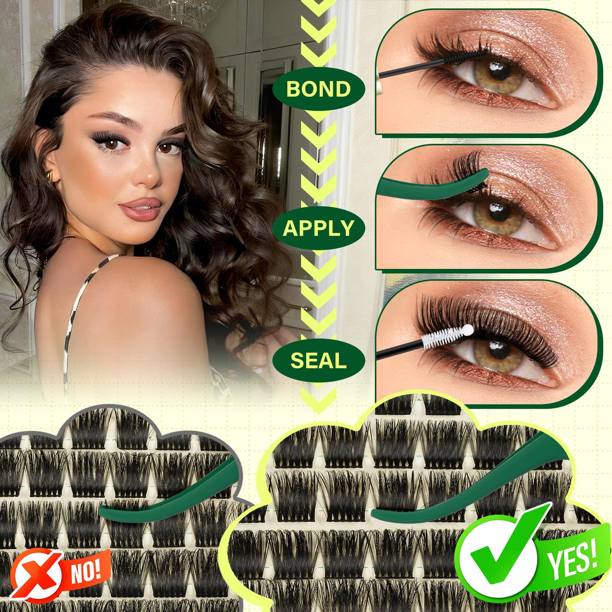 KEYYOU Lash Clusters Kit with clusters in various lengths