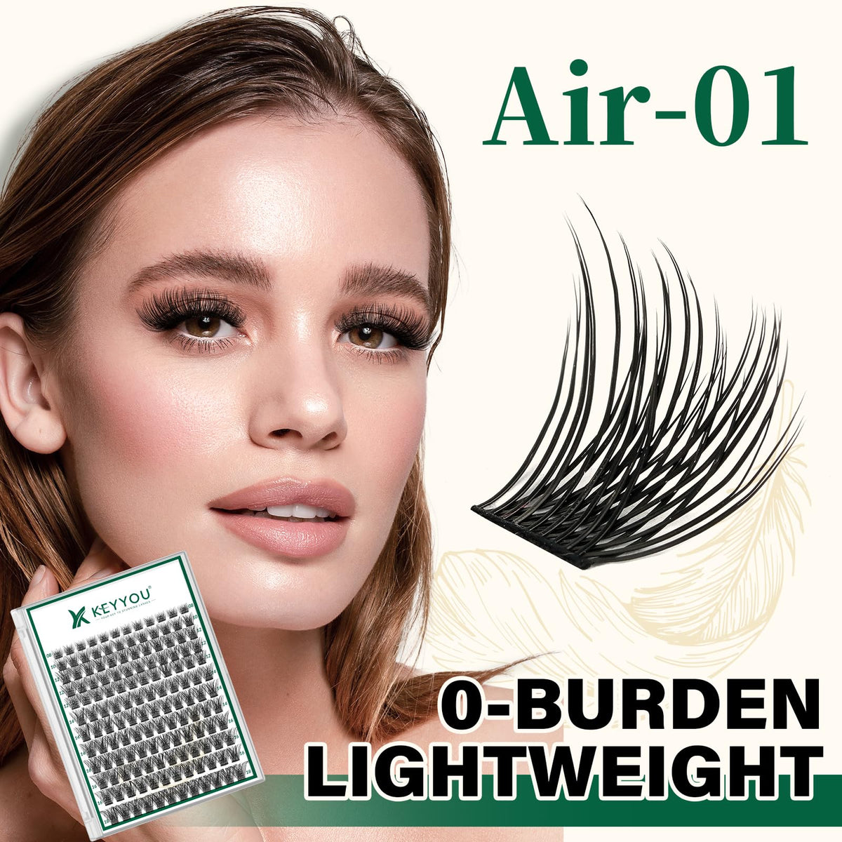 KEYYOU Lash Clusters packaging showing 144 individual lashes