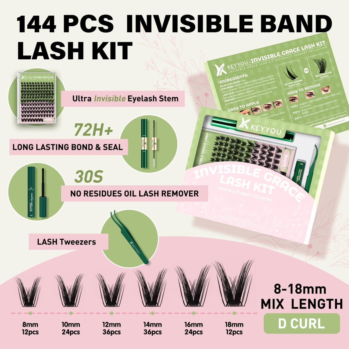 KEYYOU lash clusters showing ultra-thin design