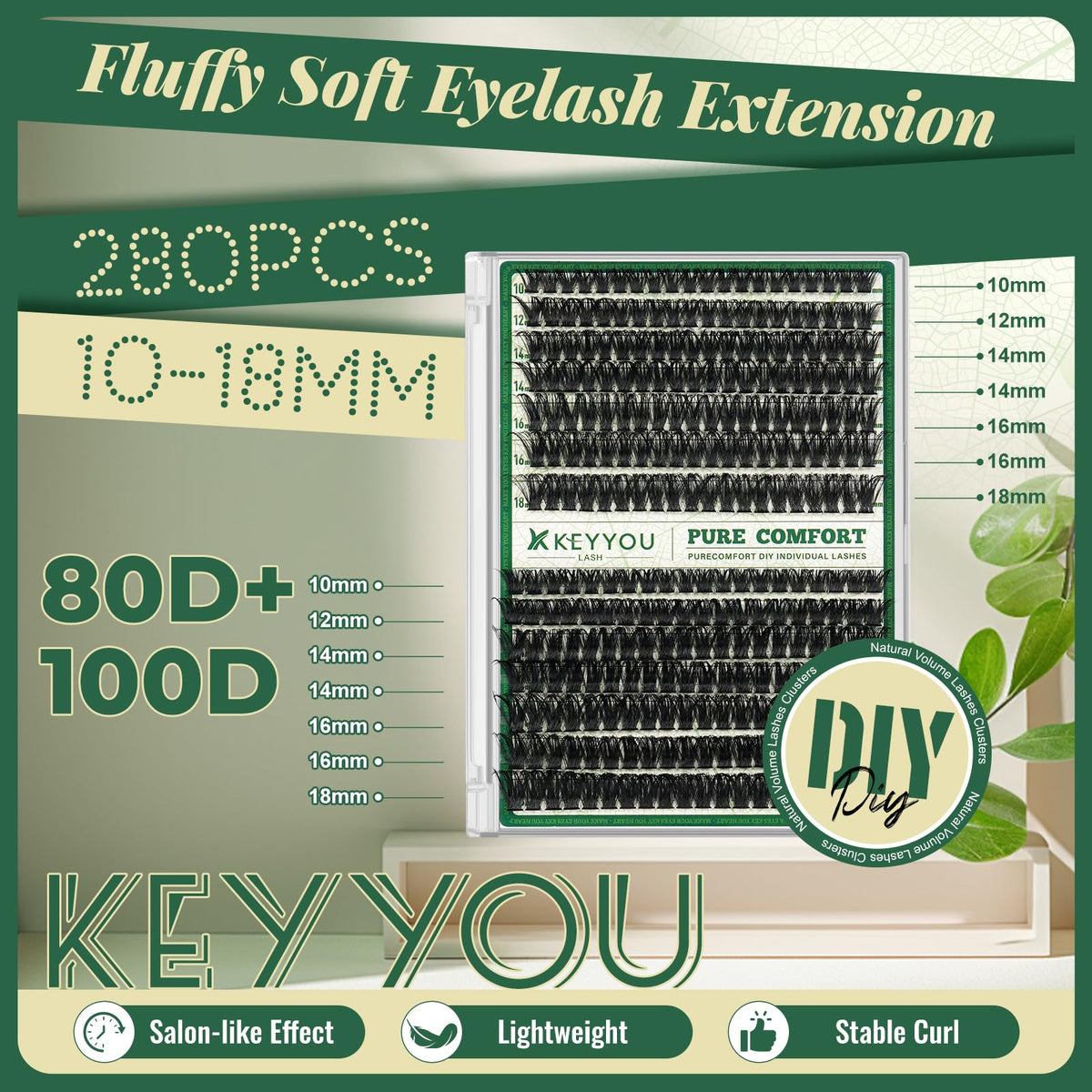 KEYYOU Lash Clusters uniform thickness fibers detail