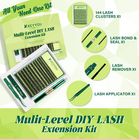 KEYYOU lash clusters with bond and seal applicator