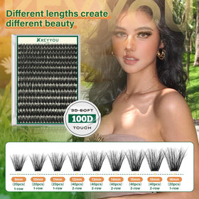 KEYYOU lash clusters with premium tweezers and adhesive
