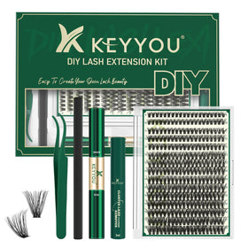 KEYYOU Lash Extension Kit with 300 pcs false lashes and tools
