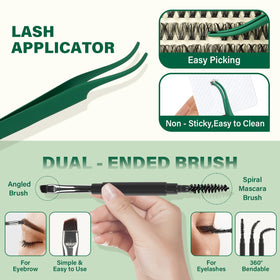 KEYYOU Lash Extension Kit with eyelash clusters brush