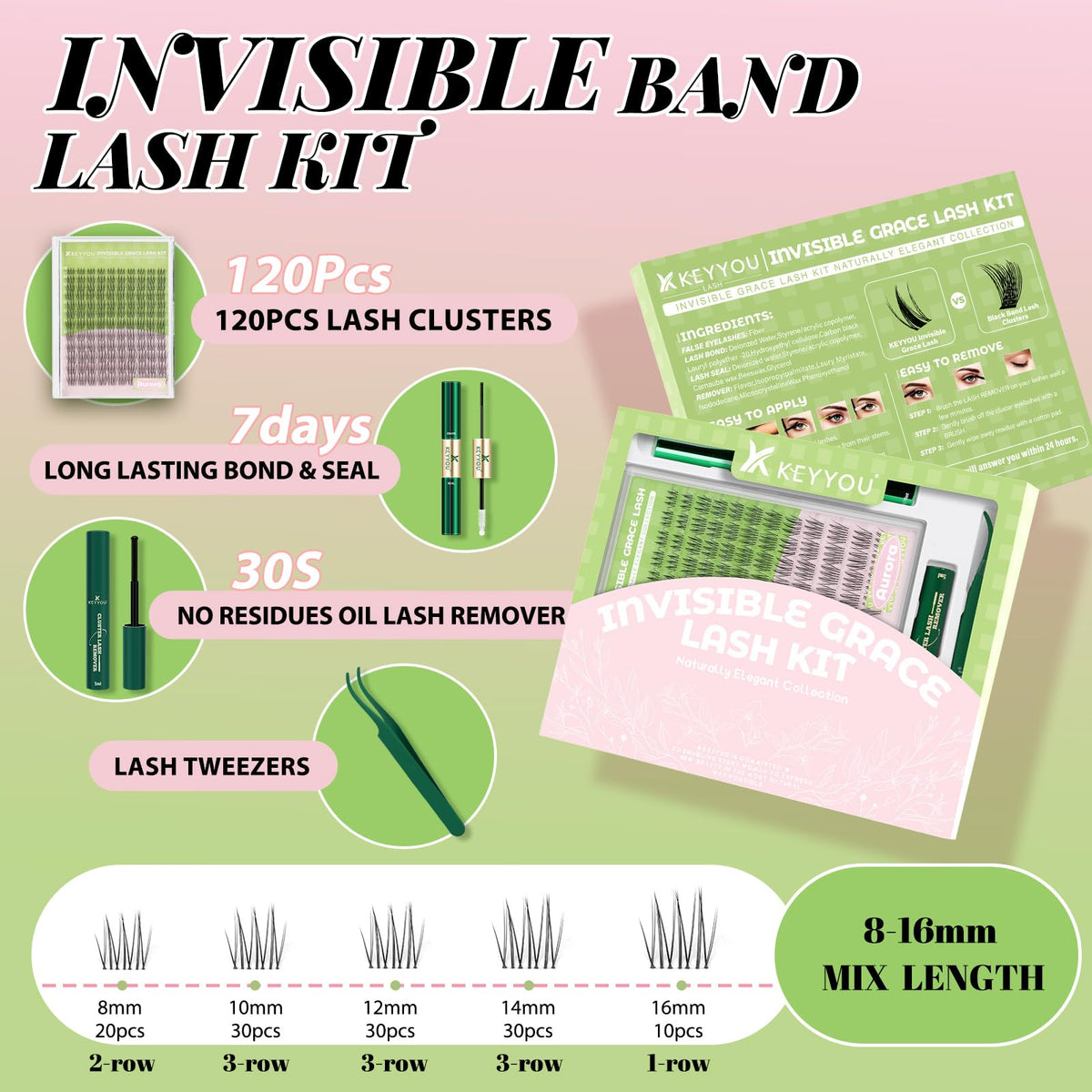 KEYYOU lash glue and accessories included in the kit