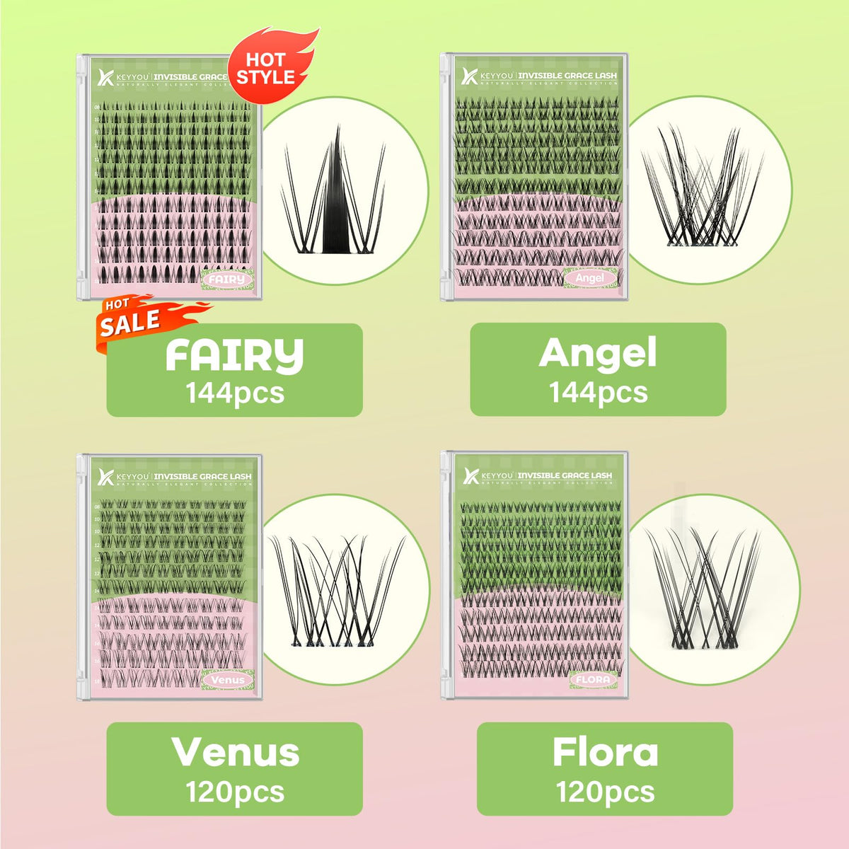 KEYYOU Lash Glue bottle next to lash clusters