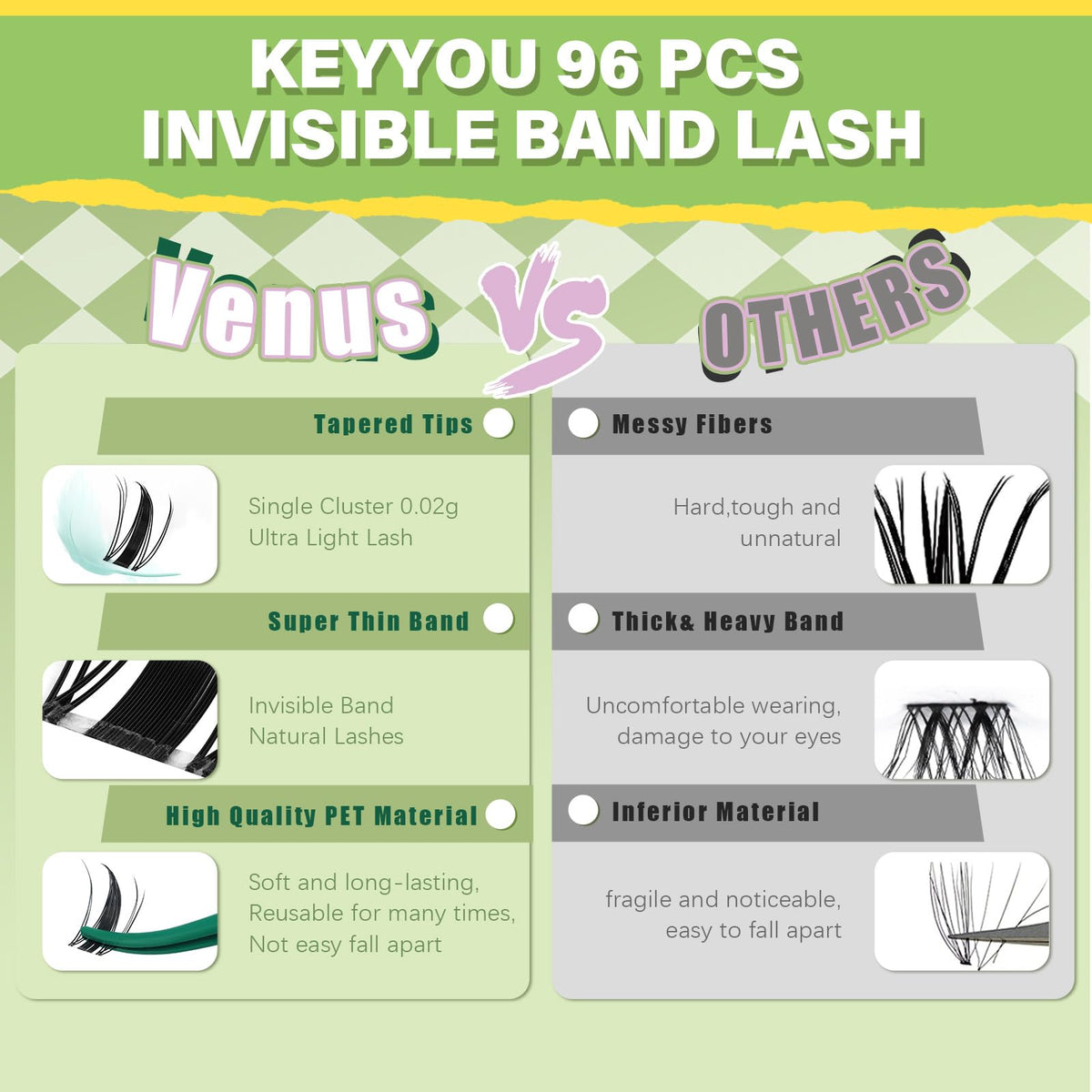 KEYYOU lash glue tube with clusters