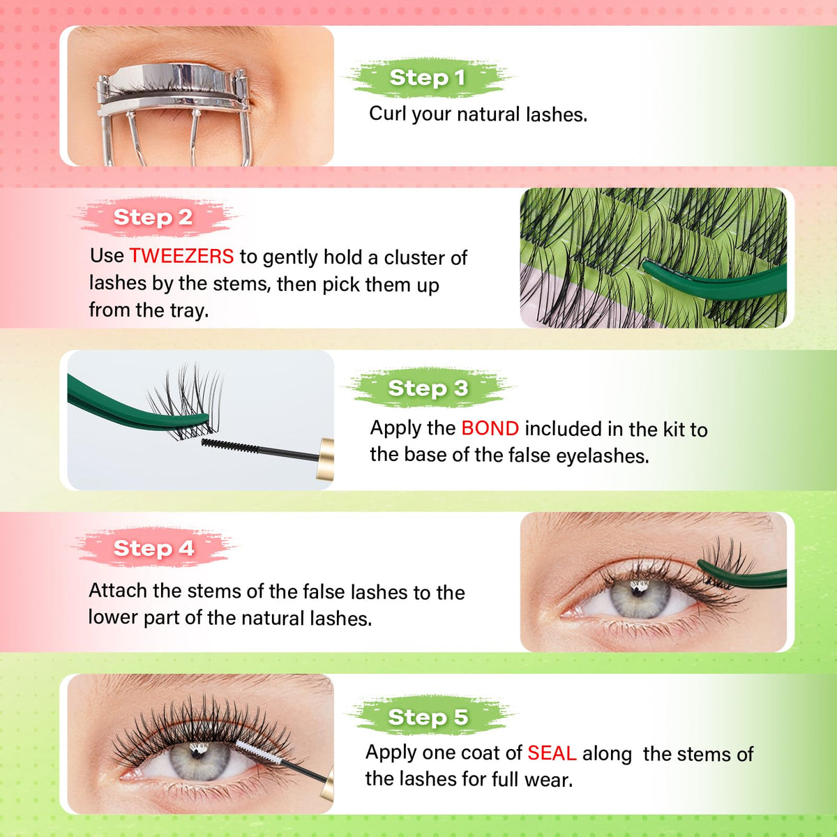 KEYYOU Lisbon Lash Clusters Kit C Curl side view