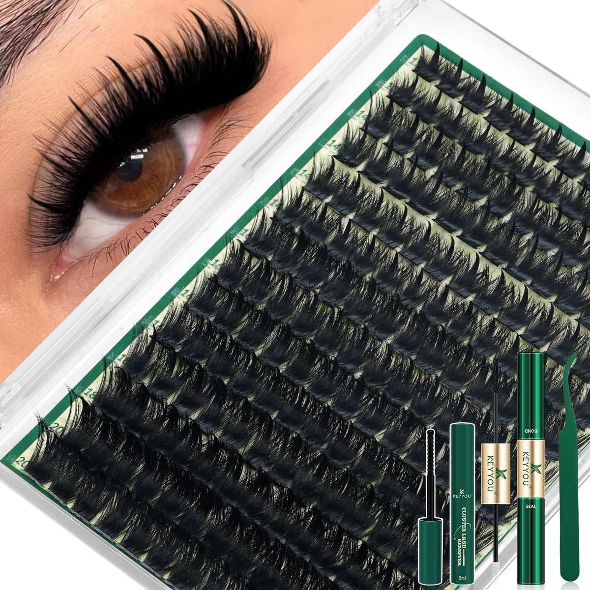 KEYYOU Manga Lash Clusters Kit 200D front view