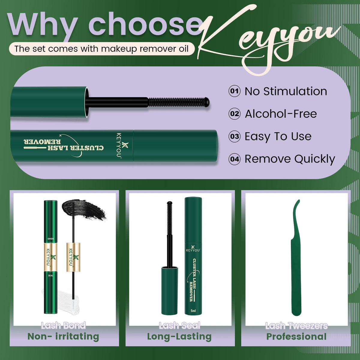 KEYYOU Manga Lash Clusters Kit 200D lash length comparison