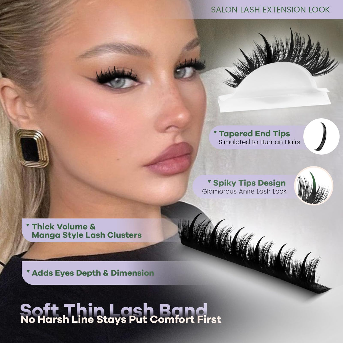KEYYOU Manga Lash Clusters Kit 200D lash texture