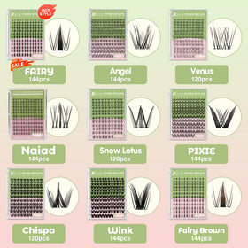 KEYYOU Naiad Lash Clusters displayed in a beauty setup