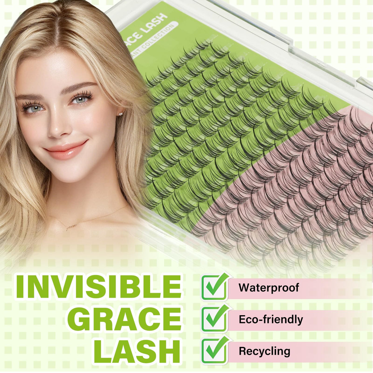 KEYYOU Naiad Lash Clusters in use on model's eyes