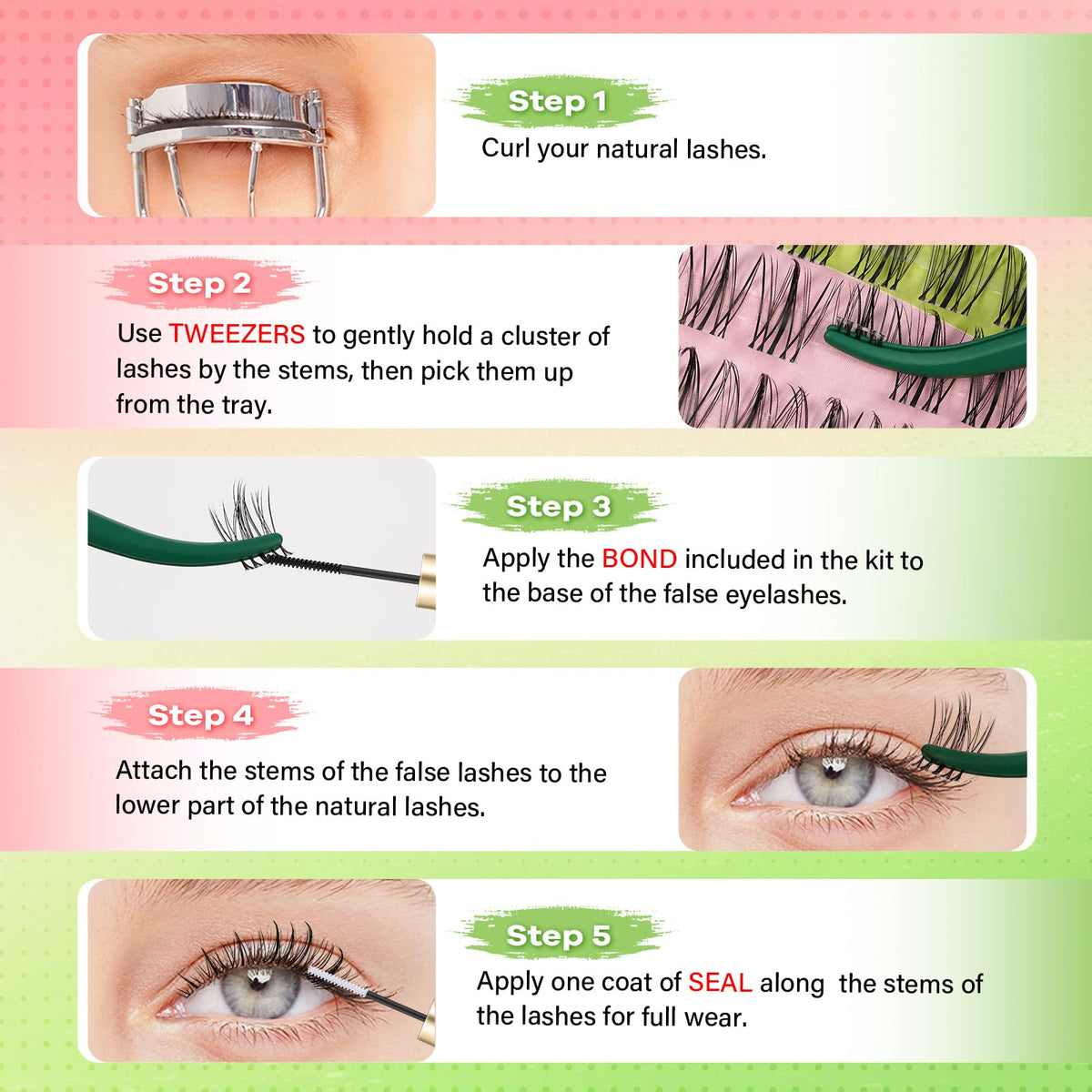 KEYYOU Naiad Lash Clusters Kit lifestyle shot with model