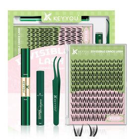KEYYOU Pixie Lash Clusters Kit front view with packaging