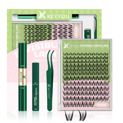 KEYYOU Pixie Lash Clusters Kit front view with packaging