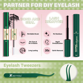 KEYYOU Pixie Lash Clusters Kit side view showcasing product details