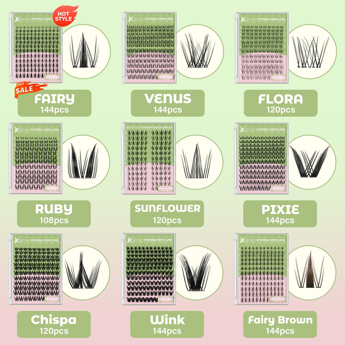KEYYOU Pixie Lash Clusters Kit with included brush and accessories