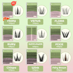 KEYYOU Pixie Lash Clusters Kit with included brush and accessories