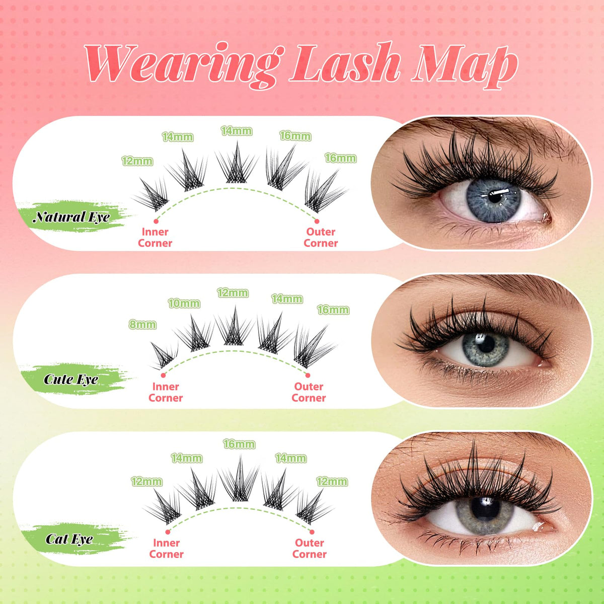 KEYYOU Sicily Lash Clusters Kit application brush included