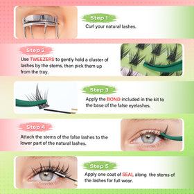 KEYYOU Sicily Lash Clusters Kit with lashes applied on model